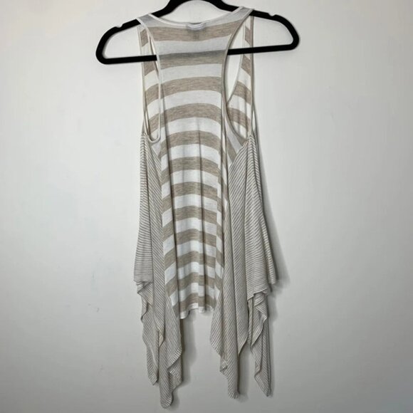 Aritzia Dilemma Tank Top Blouse Draped Stripe Flowy Sleeveless Cream White XS - Picture 14 of 15
